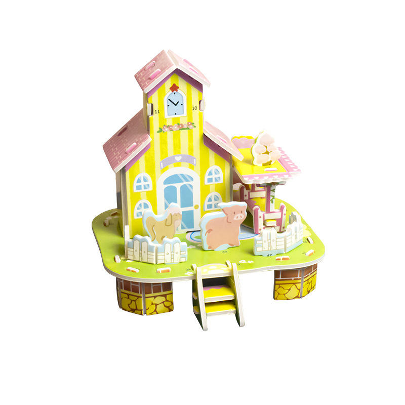 Three-dimensional puzzle-garden house