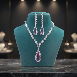Conjunto de collar y aretes de diseño moderno para mujer, accesorios elegantes para fiestas y ocasiones festivas. - Product Image 3