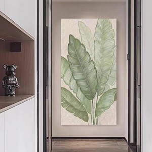 Pintura al Óleo Pintada a Mano, Hoja de Plátano, Arte Moderno Minimalista para la Entrada, Sin Marco, Estilo Impresionista, Decoración para Sala de Estar - Product Image 4