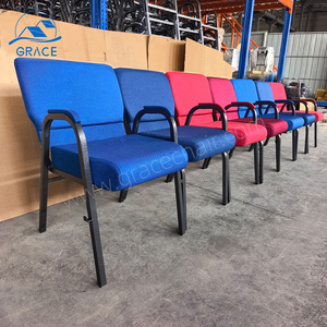 Meubles de théâtre en métal bourgogne Bishop en gros bon marché utilisé chaise d'église rembourrée empilable pour hall et salle <span class=keywords><strong>à</strong></span> manger Bishop Bourgogne - Product Image 3