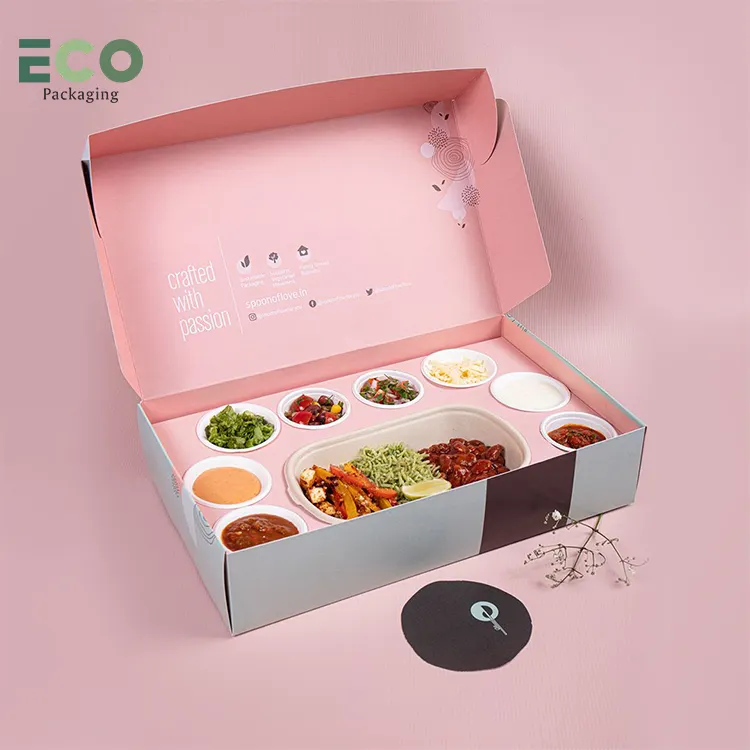 Benutzer definierte Logo braune Kraft Verpackung Karton Catering zum Mitnehmen zum Mitnehmen für chinesische Lebensmittel Papier behälter Box mit Deckel
