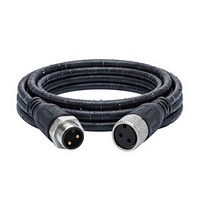 Câble Pigtail M12 2 Broches Codées A Mâle/Femelle, Connecteur Droit Blindé IP67 Étanche en PVC avec Contacts en Laiton Plaqué Or pour