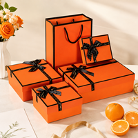 Boîte cadeau portable haut de gamme personnalisée en forme d'arc orange avec doublure en éponge pour cosmétiques, rouge à lèvres, emballage pour la Saint-Valentin