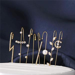 Boucles d'oreilles unisexe à crochet et Simple, <span class=keywords><strong>1</strong></span> pièce, perles de cristal, or, Piercing, hypoallergénique, tour d'oreille - Product Image 1