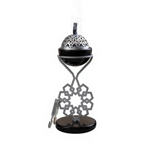 Brûleur d'encens en bois de santal métallique de luxe - Décoration minimaliste écologique pour la maison islamique - Product Image 1