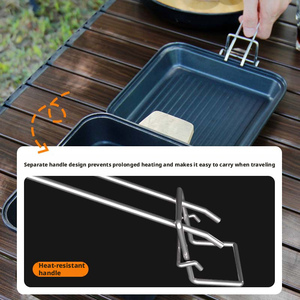 Juego de ollas para exteriores, olla para guisar, parrilla, olla para acampar, juego de utensilios de cocina, estufa de gas portátil para exteriores, sartén antiadherente para freír, olla para sopa - Product Image 3