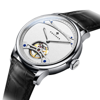 Montre automatique PONIGER P8.19 pour homme, acier inoxydable 316L, cadran squelette, fonction chronographe, aiguilles lumineuses