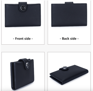 Ando Bag Genuine Cowhide Leather <b>Card</b> Holder Compact Snap Closure Wallet Unisex Multi Slot Business ID <b>Card</b> Organizer - Product Image 2