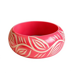 Artistic Resin Carved <b>Bangles</b> With Floral Pattern Round Shape For Wedding Decoration And Gift <b>Love</b> Theme Casting Craft for Woman - Product Image 4