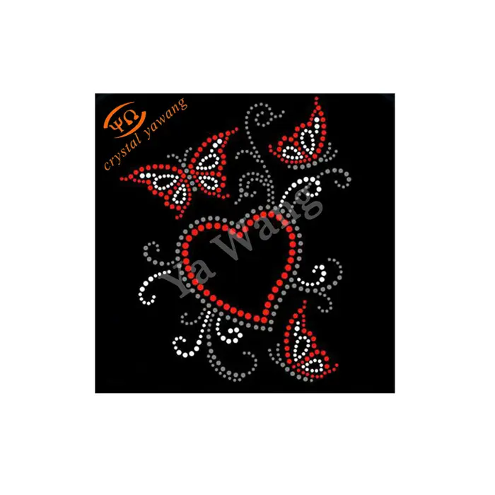 Butterfly heart rhinestone iron on heat crystals design clothing accessories
