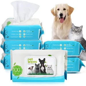 100 Eco Organic Bamboo Wipes Puppies Biodegradable Multipurpose Grooming Cleaning Lint Free Ear Cat Paw Pet Wipes Dog Wet Wipe