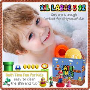 Juego de regalo de bombas de baño orgánicas Supbec XXL, aceites esenciales naturales, bombas de baño de Mario, regalo para niños con sorpresa en el interior - Product Image 5