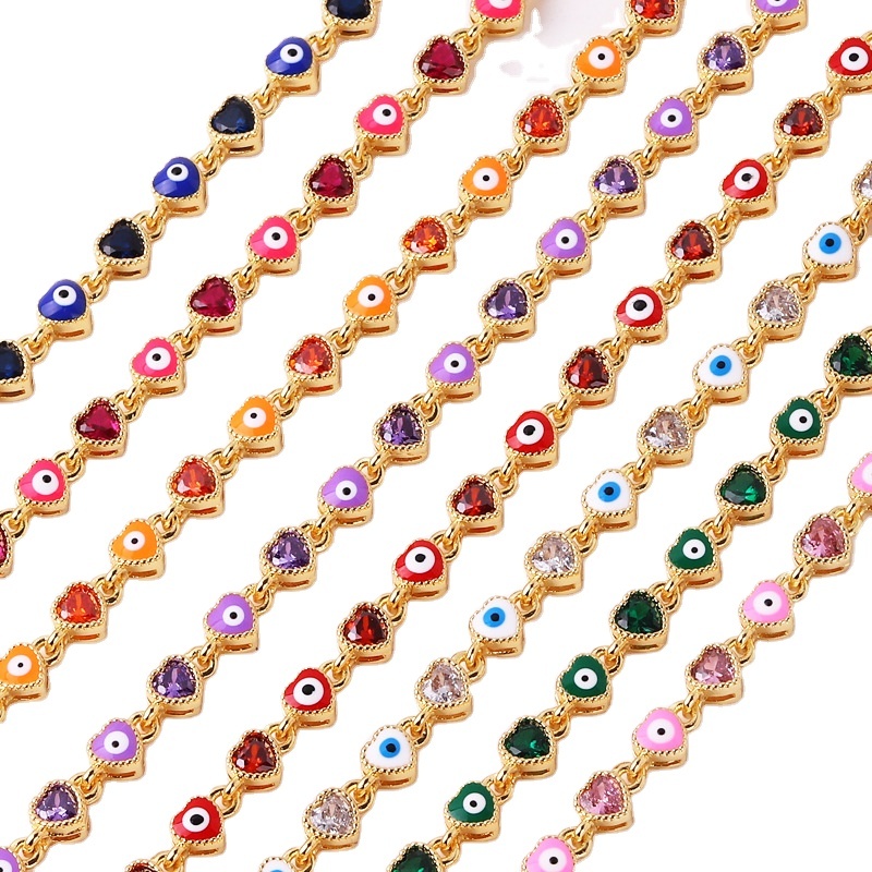 Hip Hop Adjustable Charm Bracelet For Men And Women Cross-border Hot Drop Paint With Zircon Heart Demon Eyes Fashion Style