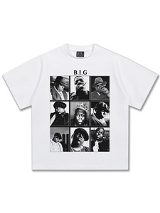 Camiseta Gráfica con Collage de Fotos de <span class=keywords><strong>Notorious</strong></span> B.I.G. para Hombre, Seda/Algodón, 280 GSM, Cuello Redondo, Estilo Oversize, Hip Hop Clásico - Product Image 2