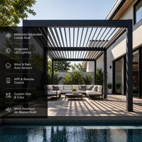 Pérgola de Aluminio para Exteriores con Techo de Láminas Motorizadas Impermeables, Sistema de Sombreado para Jardín, Patio, Villa y Terraza