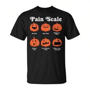 T-shirt Échelle de la Douleur Citrouille – Cadeau d'Halloween pour Infirmière – Évaluation de la Douleur Traumatique - Product Image 2