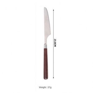 Stainless Steel Knife Fork Spoon Set <b>Walnut</b> Handles Retro Light Luxury Design <b>Mirror</b> Polished Reusable Household - Product Image 6