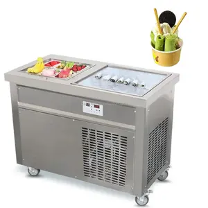 Máquina comercial de aço inoxidável quadrada para sorvete frito, liquidificador de sorvete seco, máquina de creme