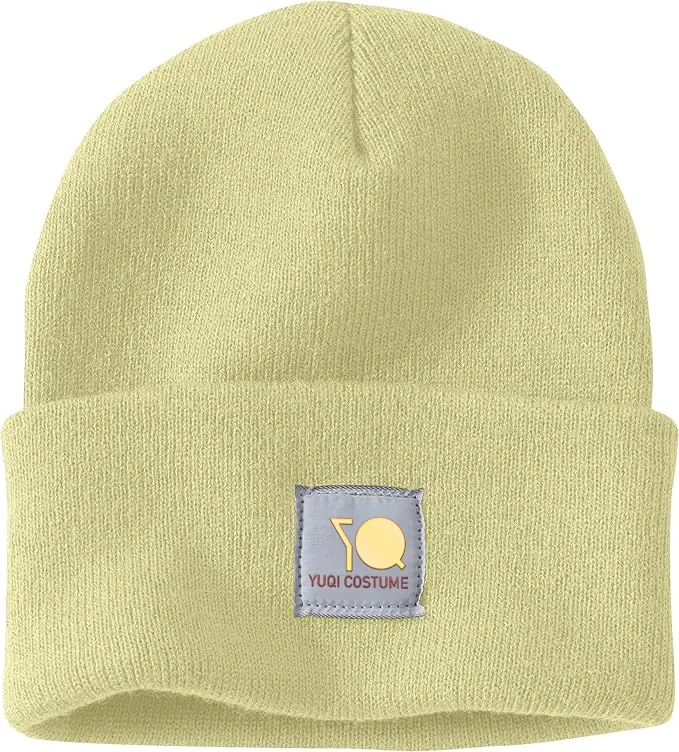 custom beanie Solid Lemon Yellow Gray cuff beanie knitted hats