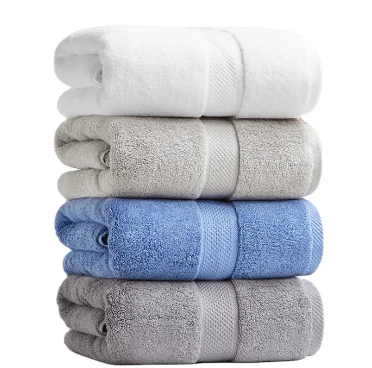 Offre Spéciale Dobby blanc luxe serviettes hôtel 100% coton écologique 70x140cm serviette de bain serviettes