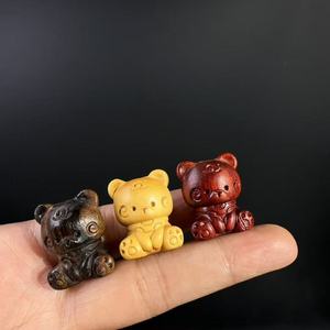 ไม้จันทน์แกะสลักลูกปัดหมีจี้ไม้หลวมสำหรับทำสร้อยข้อมืออุปกรณ์เครื่องประดับ DIY - Product Image 1