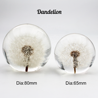 Presse-papiers en cristal poli en forme de boule de pissenlit, avec découpe et impression, fleurs naturelles pressées, souvenirs, vente en gros