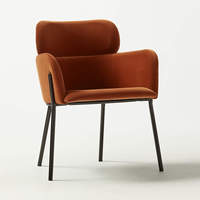 Chaises de salle à manger de luxe modernes en tissu de velours sur les pieds en métal