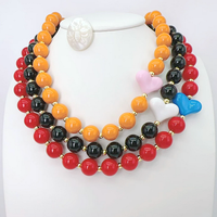 CH-LAN1266 Trendy Rood Wit Zwart Ronde Kraal Ketting Acryl Kraal Ketting Koper Hart Charms Ketting Sieraden Groothandel