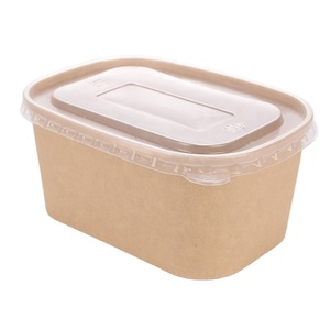 100% Eco-friendly Food Grade Disposable Biodegradable Kraft Paper Bowl Food Bowl <strong>Container</strong> Take Away Lunch Bowl WITH LID - Product Image 1