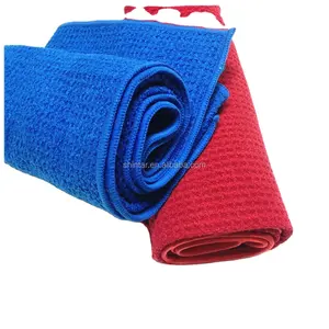 Waffle microfiber towel with silk banding edge microfibre cleaning cloth microfiber towel microfiber drying towel
