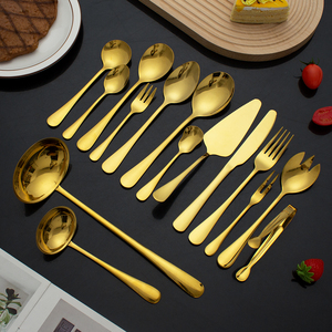 طقم أدوات مائدة ذهبية من الفولاذ المقاوم للصدأ مكون من 84/72 قطعة مطلية بالذهب - Product Image 6