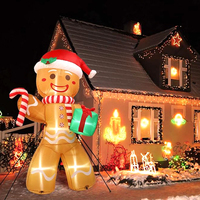 Pain d'épice gonflable personnalisé en usine de 8 pieds décoré avec des lumières LED décorations extérieures de patio de Noël