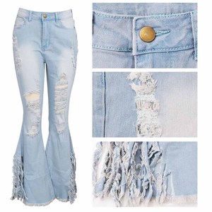 De moda de alta cintura <span class=keywords><strong>denim</strong></span> flare jeans para mujeres - Product Image 5