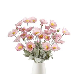 Flor de Amapola Artificial de Seda con Tallo Flocado, Plegable, Decoración para el Hogar, Centro de Mesa para Bodas, en Rosa, Rojo, Naranja y Crema - Product Image 1