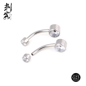 Titanium Gold Plated Internal Thread Navel Belly Ring with CZ Stone for Wedding &amp; Engagement Body Piercing Jewelry - Product Image 4