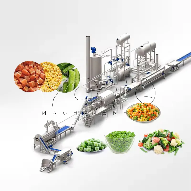 ماكينات تلقائية بالكامل من المصنع لتقطيع وغسل الخضروات والفاكهة المجمدة والبصل والبازلاء الثلجية خط إنتاج للبيع