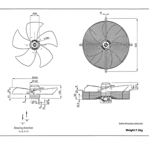Ventilateur axial à rotor externe FJ4E-450.<span class=keywords><strong>FGV</strong></span> 3500cfm 450mm 230V AC avec hélice de type faucille pour refroidisseur et souffleur d'air industriel - Product Image 6
