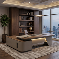 Bureau de direction intelligent de style italien haut de gamme avec placage en bois et serrure à code