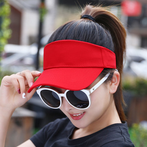 Visor Cap Pure Cotton <b>Flat</b> Brim Unisex Sun Protection <b>Hat</b> For Outdoor Summer Use White Black Red Navy Blue Gray Beige - Product Image 3