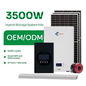 ソーラーPVカーポート地上取り付けシステムフラットルーフ2kw 3kw 5kv完全オフグリッドソーラーシステム住宅用ハイブリッド48v