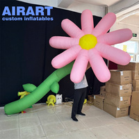 Grande Fleur Gonflable Rose Suspendue, Fleur Gonflable Personnalisée avec Longues Racines de Vigne pour Activités Commerciales