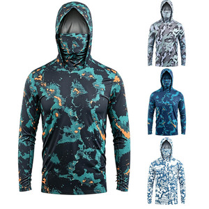 เสื้อฮู้ดดี้ตกปลาคุณภาพสูงลายพราง ป้องกันรังสียูวี UPF50+ ระบายเหงื่อได้ดี สำหรับผู้ชาย แขนยาว พร้อมหน้ากาก - Product Image 1