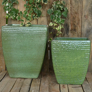 Macetas y macetas de cerámica esmaltadas para flores, color azul y blanco, venta al por mayor - Product Image 3