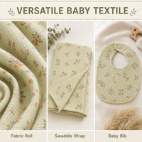 Tissu en double gaze 100% coton, tissu en mousseline biologique, imprimé sur mesure pour couverture d'emmaillotage pour bébé, pyjamas, serviette de toilette