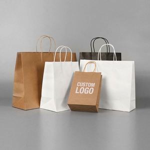<b>Biodegradable</b> Custom Logo Lamination Full Print 100 Gsm Multi-Color Kraft <b>Paper</b> Coffee Bags Cotton Rope Shopping Packaging - Product Image 1