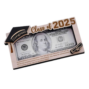 Portefeuille en bois de 7 pouces personnalisé pour la remise des diplômes, classe de 2025, avec décoration lettre et pochette pour certificat - Product Image 2