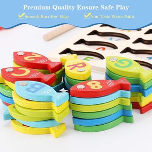 Alphabet Fish Catching Compter Games Casse-tête avec chiffres et lettres Jeu de pêche <span class=keywords><strong>magnétique</strong></span> en <span class=keywords><strong>bois</strong></span> Jouet pour tout-petits - Product Image 5