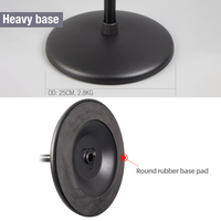 Support de microphone de studio réglable Yinyu MS017 avec base lourde détachable, support de microphone noir pour l'enregistrement et la diffusion de podcasts