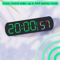 Jam LED Elektronik Digital Warna-warni dengan Alarm, Kontrol Suara, Fitur Snooze, ABS, Fitur Penghitung Naik & Turun, dan Fitur Temperatur, untuk Meja & Dinding