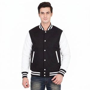 Custom Made New design <b>Men</b> Baseball Varsity Jacket Outwear Baseball Letterman Varsity Jacket Leather sleeves - Product Image 1
